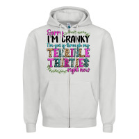Dove Grey sorry im cranky im going through my terrible thirties right now Zipper Hoodie - texasbilliewilder