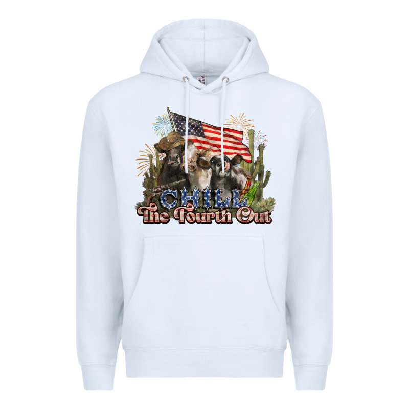 Chill The Fourth Out Cows 4th July America Premium Hoodie by NancyCooperArtShop | Teevron