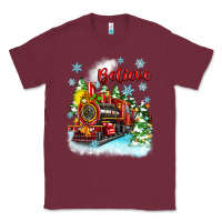Burgundy christmas polar express believe Classic Tee - Zillion Design Studio