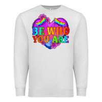 Oatmeal Heather be who you are Premium Sweatshirt - HRA Design Shop