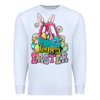 White Happy Easter toddler car Premium Sweatshirt - OliviaCreatesArt