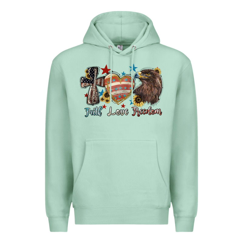 Faith Love Freedom Usa Premium Hoodie by NancyCooperArtShop | Teevron