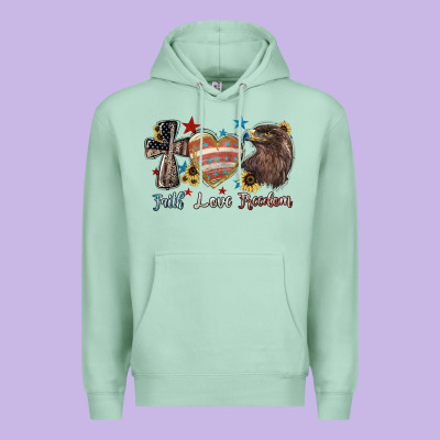 Faith Love Freedom Usa Premium Hoodie Designed By Nancycooperartshop