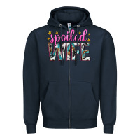 Navy spoiled wife Zipper Hoodie - texasbilliewilder