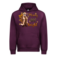 Mauve Wine merry and bright black santa Urban Hoodie - MaliasSmallBusiness