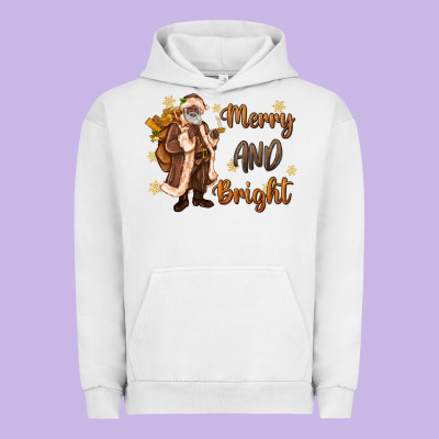 Merry And Bright Black Santa Urban Hoodie Designed By Maliassmallbusiness