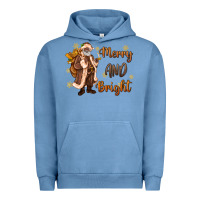 Pigment Pebble Blue merry and bright black santa Urban Hoodie - MaliasSmallBusiness