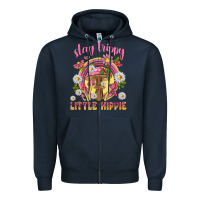 Navy stay trippy little hippie tbw Zipper Hoodie - texasbilliewilder