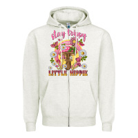 Oatmeal Heather stay trippy little hippie tbw Zipper Hoodie - texasbilliewilder