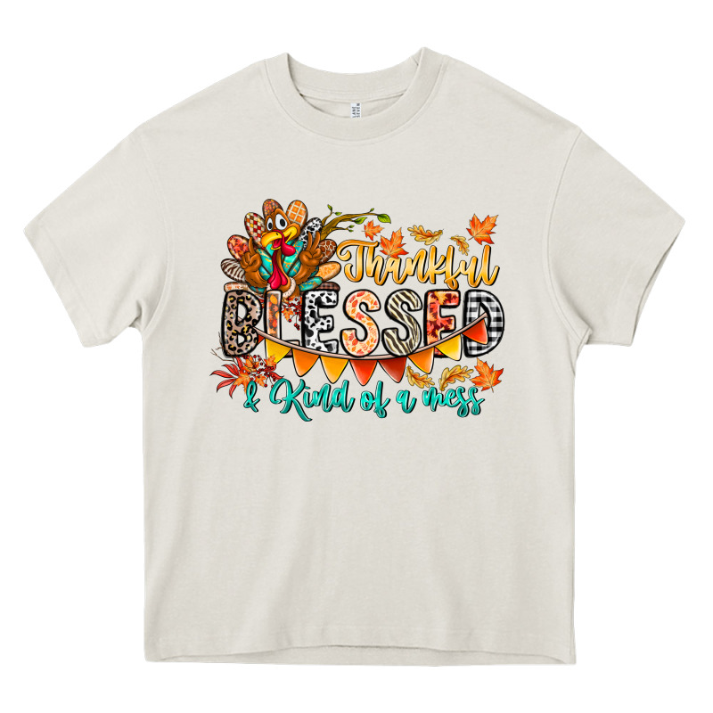 Thankful Blessed Kind Of Mess Heavy Core Tee by CowhideDigitalArt | Teevron