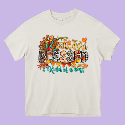 Thankful Blessed Kind Of Mess Heavy Core Tee Designed By Cowhidedigitalart