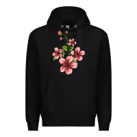 Black pink flowers hibiscus Premium Hoodie - Jasminsmagicworld