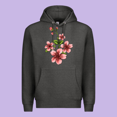 Pink Flowers Hibiscus Premium Hoodie Designed By Jasminsmagicworld