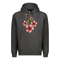 Charcoal Heather pink flowers hibiscus Premium Hoodie - Jasminsmagicworld