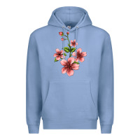 Colony Blue pink flowers hibiscus Premium Hoodie - Jasminsmagicworld