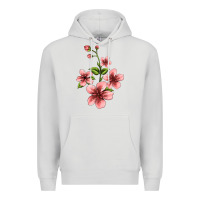 Dove Grey pink flowers hibiscus Premium Hoodie - Jasminsmagicworld