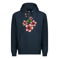 Navy pink flowers hibiscus Premium Hoodie - Jasminsmagicworld