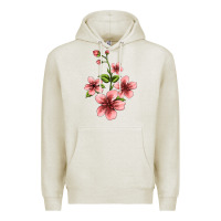 Oatmeal Heather pink flowers hibiscus Premium Hoodie - Jasminsmagicworld