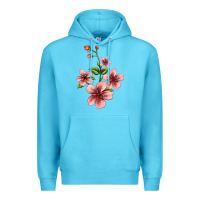 Ocean Blue pink flowers hibiscus Premium Hoodie - Jasminsmagicworld