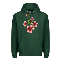 Sports Green pink flowers hibiscus Premium Hoodie - Jasminsmagicworld