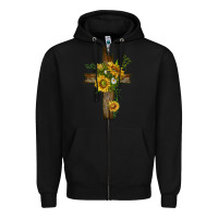 Black sunflower cross Zipper Hoodie - texasbilliewilder