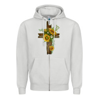 Dove Grey sunflower cross Zipper Hoodie - texasbilliewilder