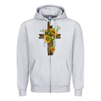 Heather Grey sunflower cross Zipper Hoodie - texasbilliewilder