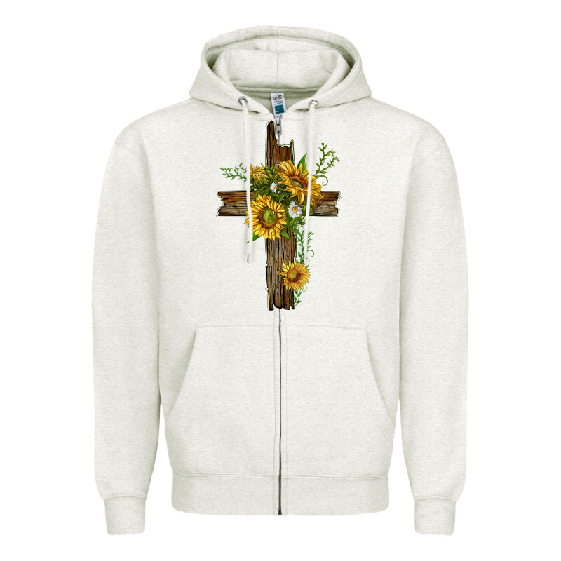 Sunflower Cross Zipper Hoodie by texasbilliewilder | Teevron