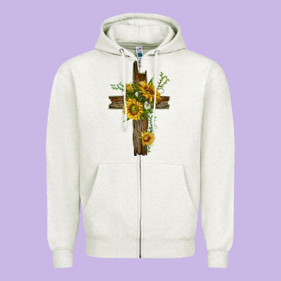 Zipper Hoodie sunflower cross