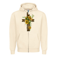 Sandshell sunflower cross Zipper Hoodie - texasbilliewilder