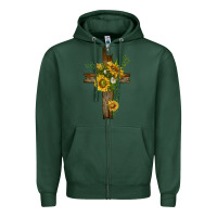 Sports Green sunflower cross Zipper Hoodie - texasbilliewilder