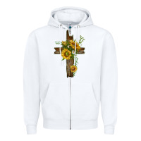 White sunflower cross Zipper Hoodie - texasbilliewilder