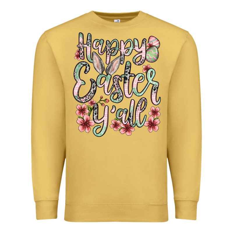Easter Day Happy Easter Y'all Premium Sweatshirt by OliviaCreatesArt | Teevron
