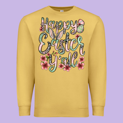 Easter Day Happy Easter Y'all Premium Sweatshirt Designed By Oliviacreatesart