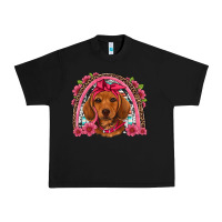 Black dachshund puppy floral rainbow Urban Heavy Tee - Artiststas