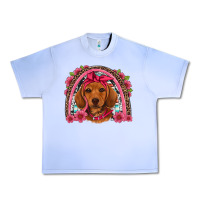 Grape Ice dachshund puppy floral rainbow Urban Heavy Tee - Artiststas