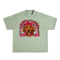 Oil Green dachshund puppy floral rainbow Urban Heavy Tee - Artiststas