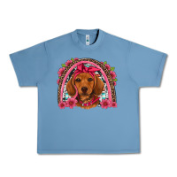 Pebble Blue dachshund puppy floral rainbow Urban Heavy Tee - Artiststas
