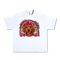 White dachshund puppy floral rainbow Urban Heavy Tee - Artiststas