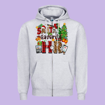 Santa's Favorite Hr Zipper Hoodie Designed By Zillion Design Studio