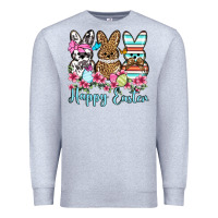 Heather Grey Happy Easter western peeps Premium Sweatshirt - OliviaCreatesArt