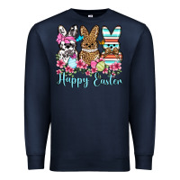Navy Happy Easter western peeps Premium Sweatshirt - OliviaCreatesArt