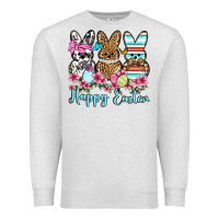 Oatmeal Heather Happy Easter western peeps Premium Sweatshirt - OliviaCreatesArt