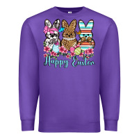 Purple Happy Easter western peeps Premium Sweatshirt - OliviaCreatesArt
