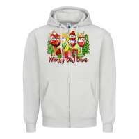 Dove Grey merry christmas wine glasses Zipper Hoodie - Zillion Design Studio