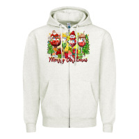 Oatmeal Heather merry christmas wine glasses Zipper Hoodie - Zillion Design Studio