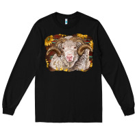 Black merino ram with sunflowers Long Sleeve Tee - BarkalooDesign