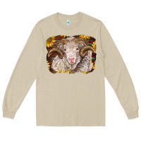 Mushroom merino ram with sunflowers Long Sleeve Tee - BarkalooDesign