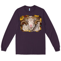 Plum merino ram with sunflowers Long Sleeve Tee - BarkalooDesign