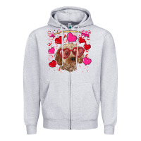 Heather Grey Valentine's day cockapoo Zipper Hoodie - RanaPortraitStore